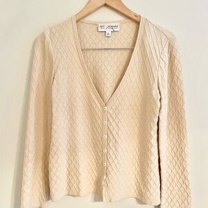 St John Collection Beige  Viscose Button Down Cardigan Size Small- EUC